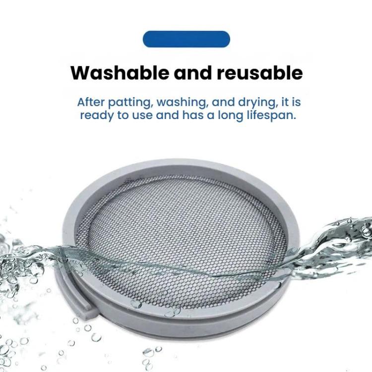 Gray mesh vacuum filter replacement with water droplets for wet cleaning