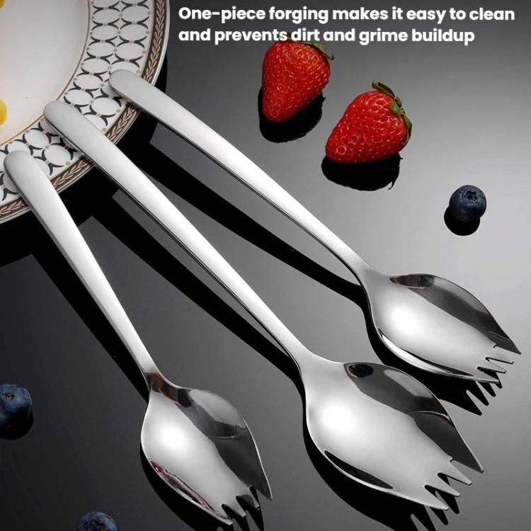 Stainless steel fork and spoon utensils with glossy mirror finish.