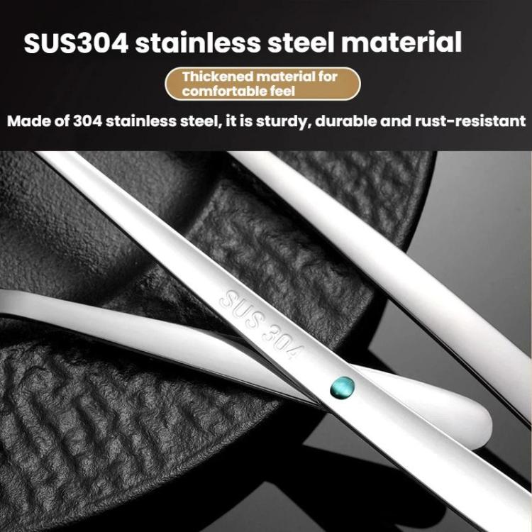 SUS304 stainless steel utensils with engraved markings on polished handles.