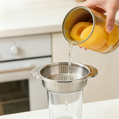 LsCook Kitchen 304 Stainless Steel Can Strainer Non-slip Dual-Handle Draining Tool