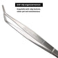 Stainless steel tea tongs with engraved anti-slip ridges along the handle