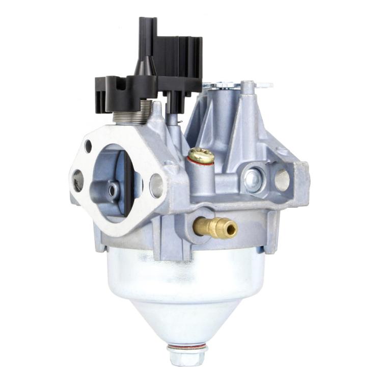 Carburetor with mounting bracket, black air intake tube, and brass fuel fitting