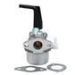 Lawnmower carburetor with black choke arm, metal housing, and included gasket pieces
