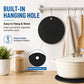 Round black silicone trivet with built-in hanging hole for easy storage