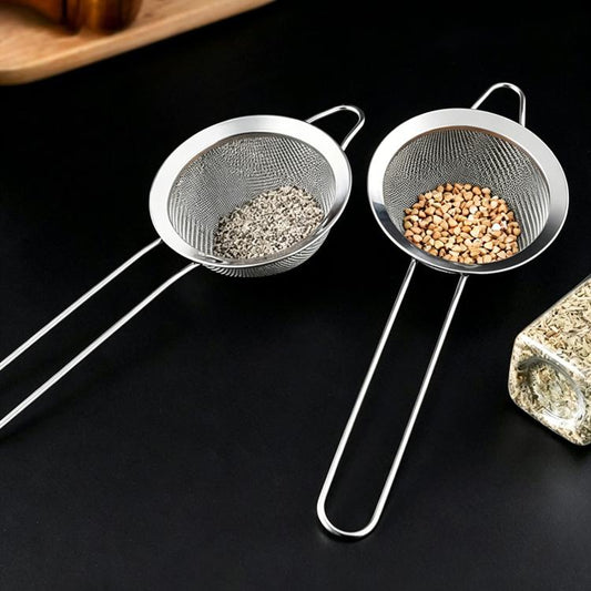 304 Stainless Steel Milk Juice Mesh Strainer Ultra-Fine Kitchen Flour Sifter, Round Base