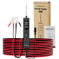Automotive circuit tester kit with red/black coiled cable, probes, clips, and manual box