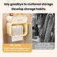 Wall-mounted tissue storage rack displayed with a hand pulling paper from the front