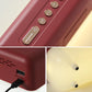 Red digital alarm clock control buttons with USB charging port and power openings