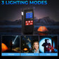 Portable tire inflator with built-in lighting modes and compact black body