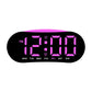 Digital alarm clock with pink LED time and day-of-week display