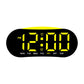 Digital alarm clock with yellow LED time and day-of-week display
