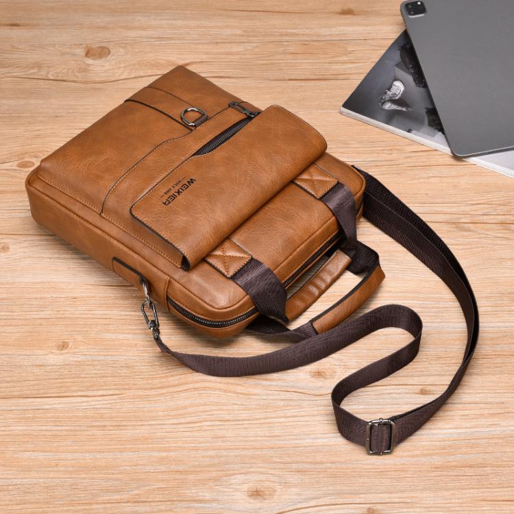 Light brown PU leather crossbody messenger bag with adjustable strap and front flap detail