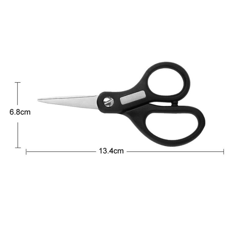 Black fishing line cutter, 13.4 cm overall length, 6.8 cm blade length
