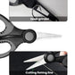 Fishing scissors showing serrated line-cutting tip and hook-grinder end