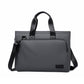 Gray expandable laptop briefcase bag with top handle and shoulder strap