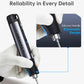 Mini cordless soldering iron with ergonomic handle and pointed metal tip