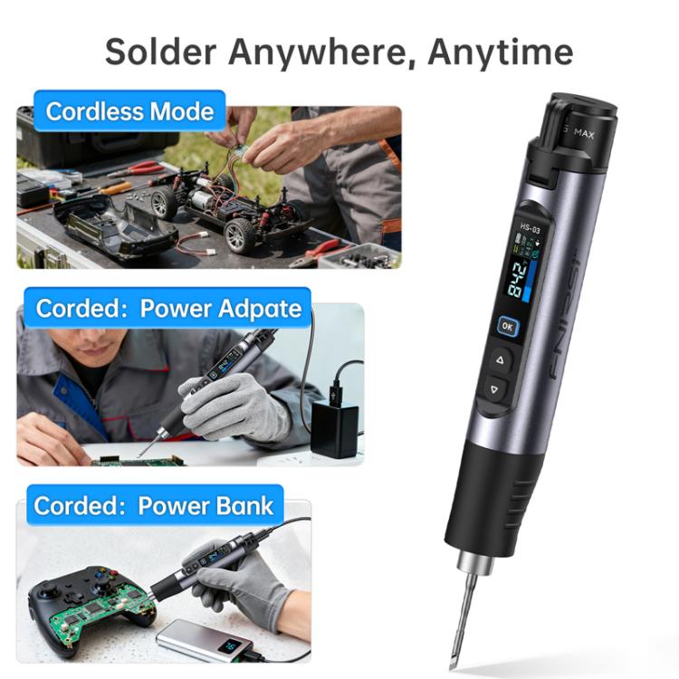 Cordless mini soldering iron with cord-free operation and USB power