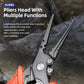 Stainless lure pliers head with long curved nose and serrated gripping jaws