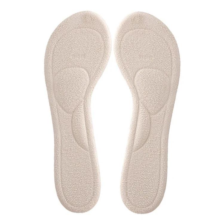 Apricot velvet half-size anti-slip insole pair, curved heel cups for high heels