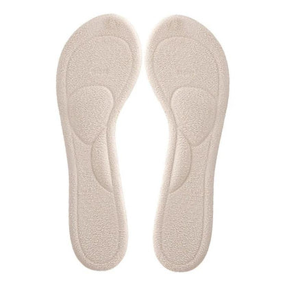 Apricot velvet half-size anti-slip insole pair, curved heel cups for high heels