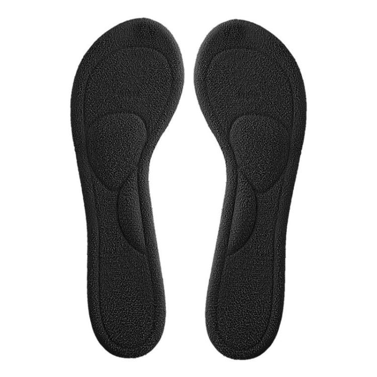 Black velvet half-size anti-slip insole pair with textured arch and heel support