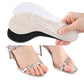 Apricot velvet half-size anti-slip insole held up to high-heel sandal