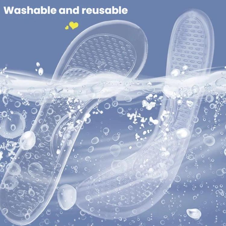 Transparent half-size anti-slip insole pair with grippy tread texture