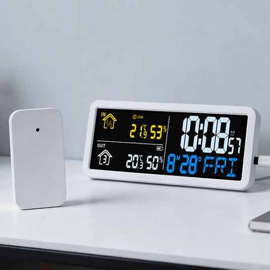 Digital Wall Clock with Wireless Outdoor Sensor Indoor Outdoor Temperature and Humidity Monitor