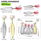 5-piece fishing spoon lures kit, silver and gold metal blades with feather tails