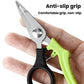 Mini fishing pliers with anti-slip lime green grip and black loop, stainless steel blades
