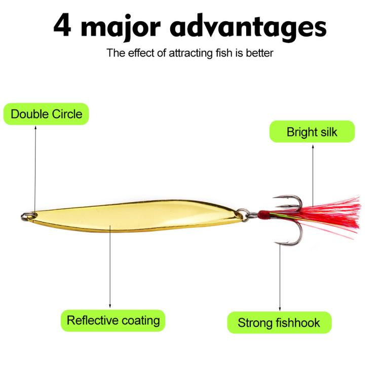 Gold willow leaf spoon lure with red tinsel tail and treble hook
