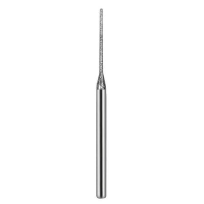 Diamond grinding drill needle bit with abrasive tip and silver cylindrical shank.