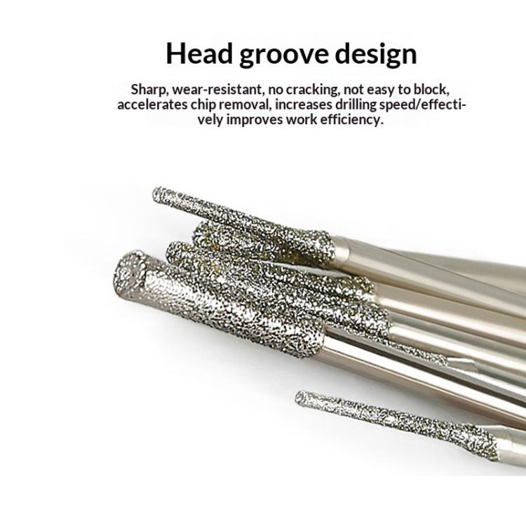 Electroplated diamond drill bits with textured grinding tips on metal shafts