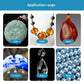 Application range infographic for jade, amber, agate, ceramics, glass, and pearl