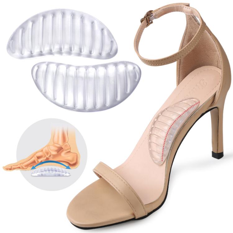 Clear striped arch-support anti-slip insole with ribbed base