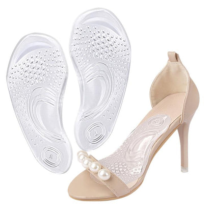 Clear silicone anti-slip arch support half-insole with raised grip dots
