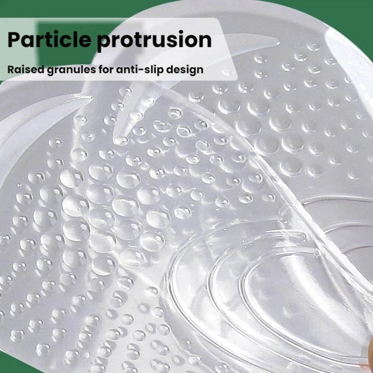 Clear silicone anti-slip half-insole with raised granular grip and arch support