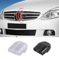 Car grille-mounted alarm kit with black and transparent sensor units shown.