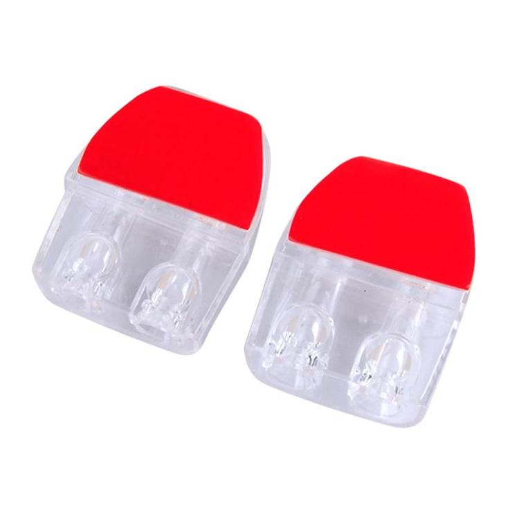 Transparent alarm sensor units with red top covers, two-piece set.