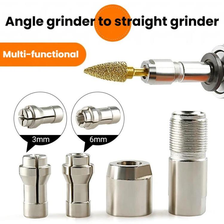 Grinding accessory adapter set with gold abrasive cone, couplers, and threaded sleeve
