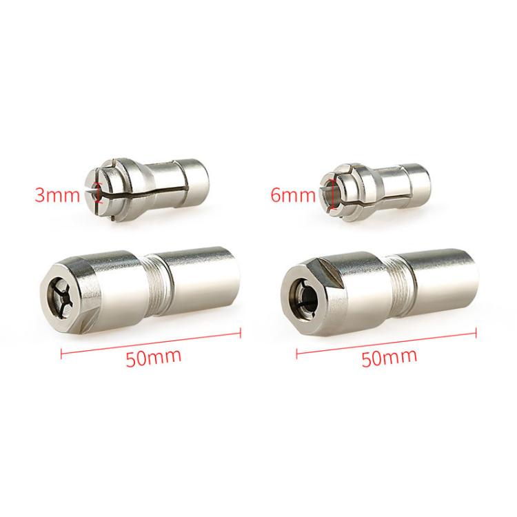 Metal adapter sleeves and chucks, hex drive end with 50mm length markings