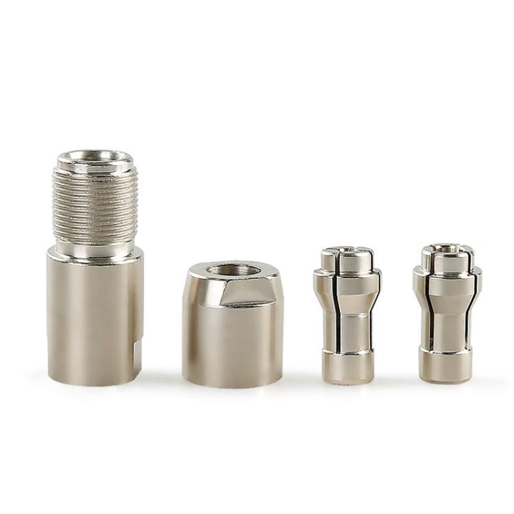 Set of metal threaded adapter sleeves and couplers in different heights