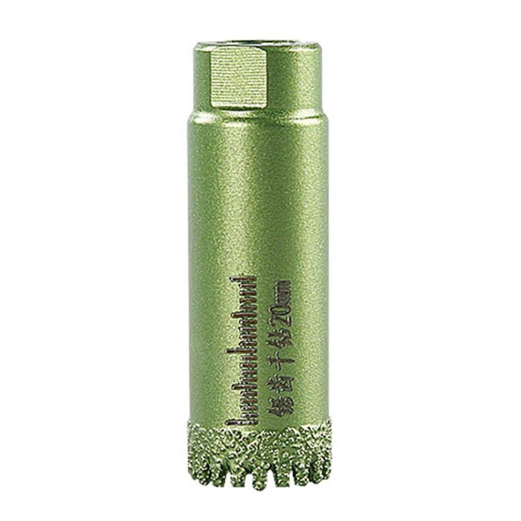 20mm tile hole saw drill bit with serrated carbide rim, green metal body