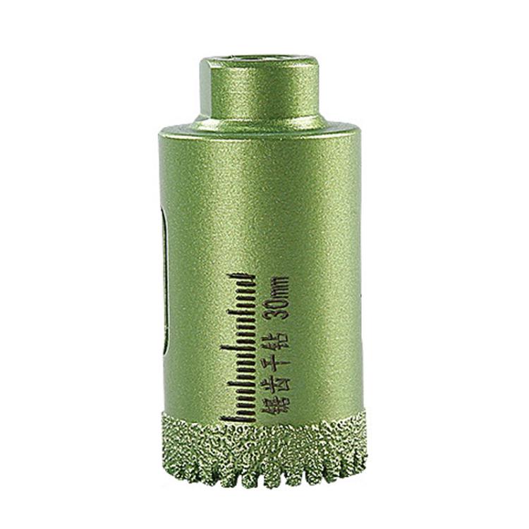 30mm tile hole saw drill bit with serrated carbide rim, green metal body
