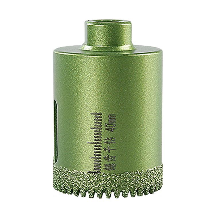 40mm tile hole saw drill bit with serrated carbide rim, green metal body