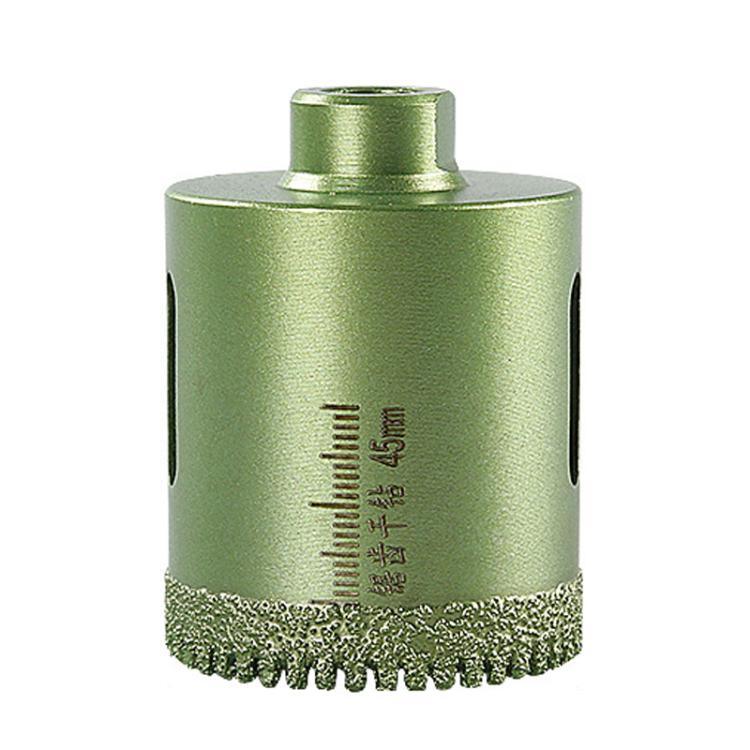 45mm tile hole saw drill bit with serrated carbide rim, green metal body