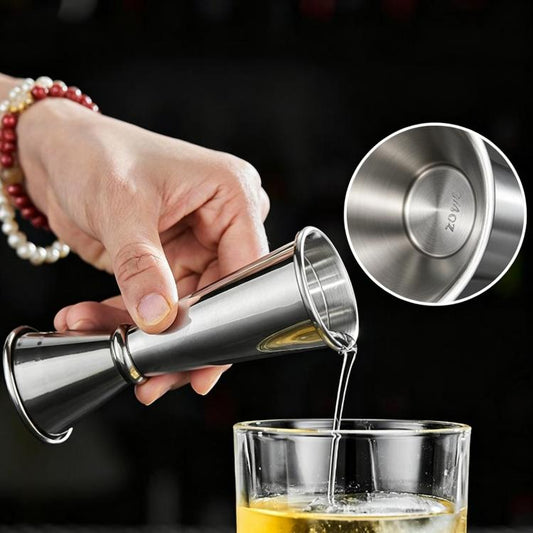 304 Stainless Steel Dual-Ended Ounce Measuring Cup Bar Mixing Measuring Cup, LsCook 30/60ml Curved Edge
