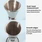 Dual-headed stainless steel jigger with inner funnel and visible volume lines