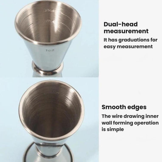 304 Stainless Steel Dual-Ended Ounce Measuring Cup Bar Mixing Measuring Cup, LsCook 30/60ml Curved Edge