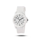 White quartz analog wrist watch with silicone strap and round dial